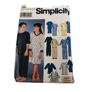 Vintage Simplicity Sewing Pattern 9867 Girls & Boys Pajamas Nighshirt Robe 7-16